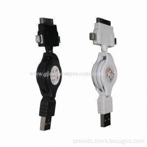 3-in-1 Retractable Cable for iPhone 4/5/5S/5C and Micro USB Port Smartphones